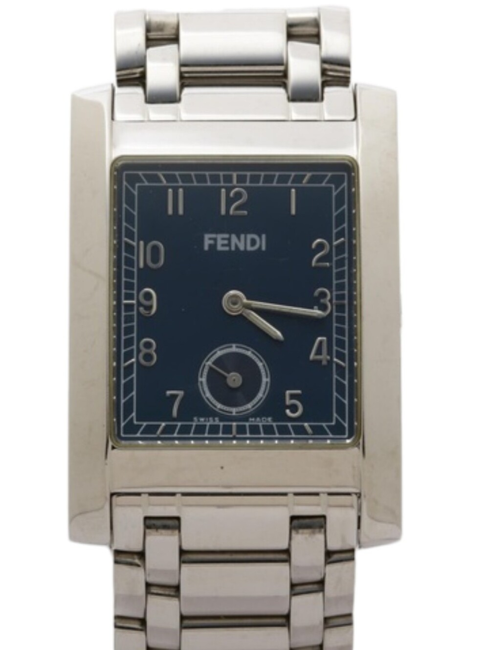 Fendi Rectangular Blue Dial Stainless Bracelet Watch Unisex